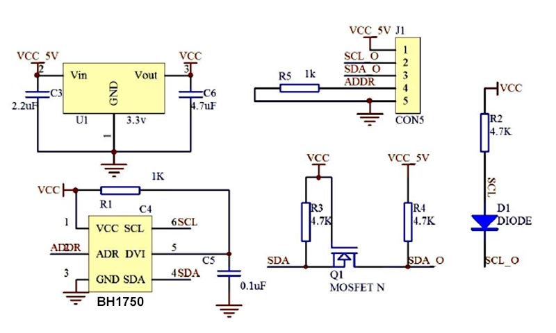 Схема электрическая принципиальная модуля GY-30