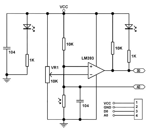 Схема электрическая принципиальная датчика освещенности с фоторезистором